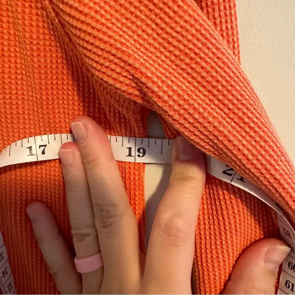 Soft Surroundings Pink Coral Textured Space Dye Cotton Waffle Long Sleeve Medium
